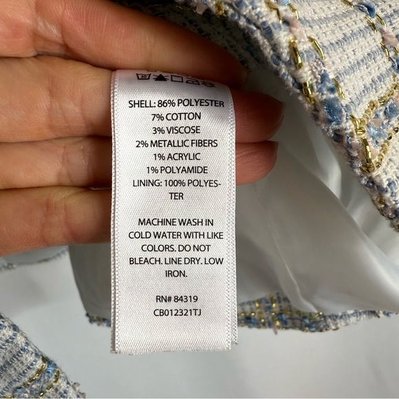 Rachel Zoe tweed blazer size: XL white and blue color With Gold Button - Picture 8 of 13